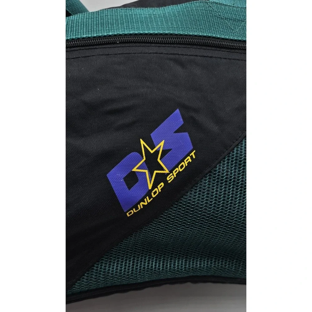 Vintage Dunlop Sport Duffle Gym Athletic Bag Black Green Purple Shoulder Strap